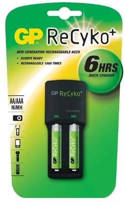 Nabíjačka GP Recyko+, 2 x GP 850 mAh AAA NiMH