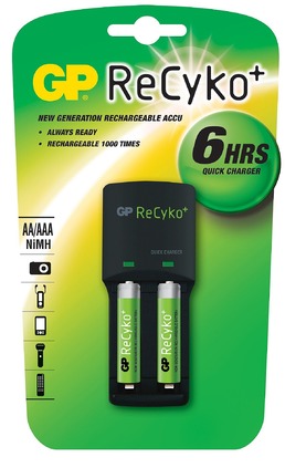 Nabíjačka GP Recyko+, 2 x GP 850 mAh AAA NiMH